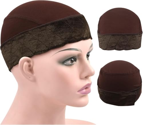 Wig Grip Cap for Women 2-in-1 Adjustable Bamboo Fiber Non Slip Dark Brown