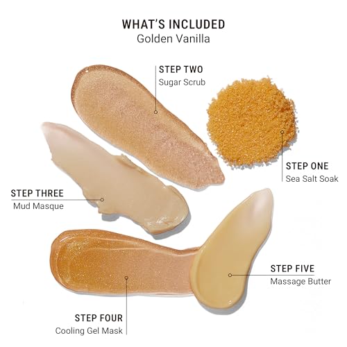 VOESH Pedi in a Box Glimmer 2 Pack Golden Sparkly Spa Pedicure Kit for DIY Foot Care