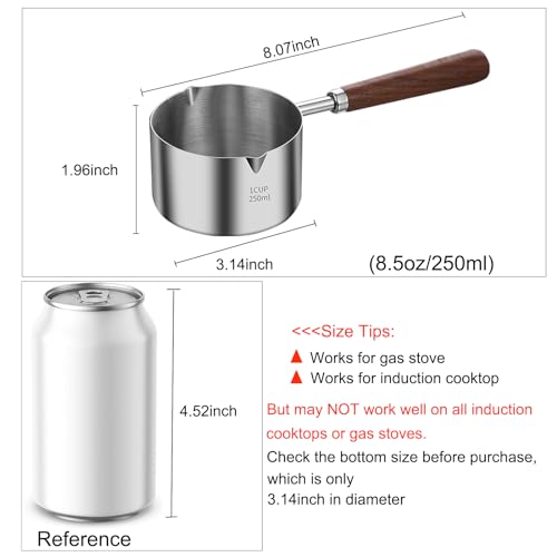 Kloahmo 8.5 oz Stainless Steel Mini Butter & Milk Warmer with Dual Spouts