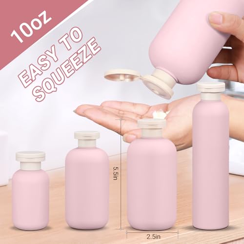 ASEVAT Leak-Proof Travel Bottles Set for Toiletries, TSA Approved, 10 oz, Refillable Squeeze Containers