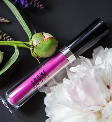 Aromi Pink Peonies Liquid Lipstick - Bright Magenta Fuchsia, Vegan & Waterproof