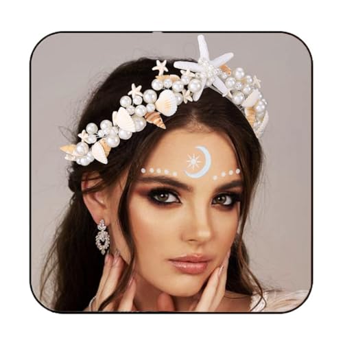 Mermaid Starfish Crown with Pearls & Shells - Bridal Wedding Headband