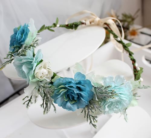 Fairy Floral Crown Headband - Blue Flower Halo V