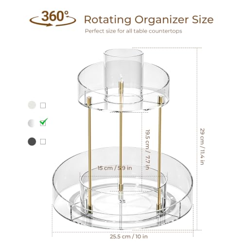 GTI 2-Tier 360° Rotating Makeup Organizer - Clear Spinning Vanity Storage