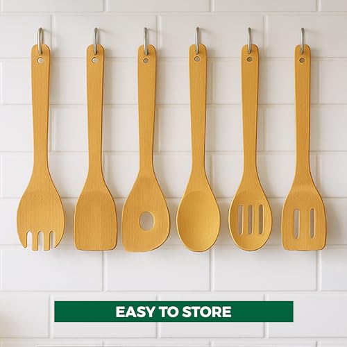 Freshware 6-Piece Bamboo Wooden Utensils Set for Cooking