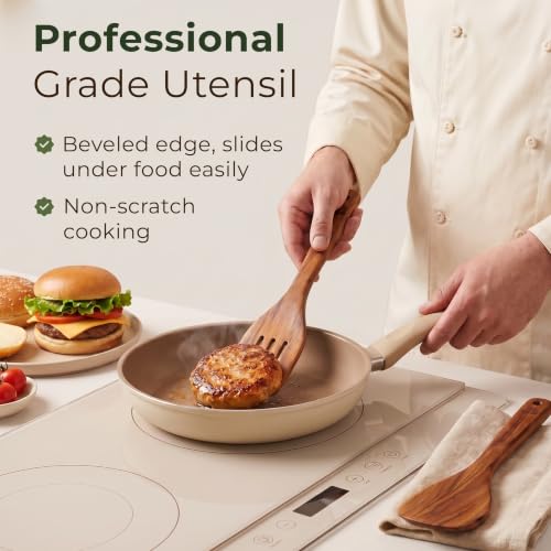 Acacia Wood Spatula Set - 2-Piece Kitchen Utensils for Nonstick Pans