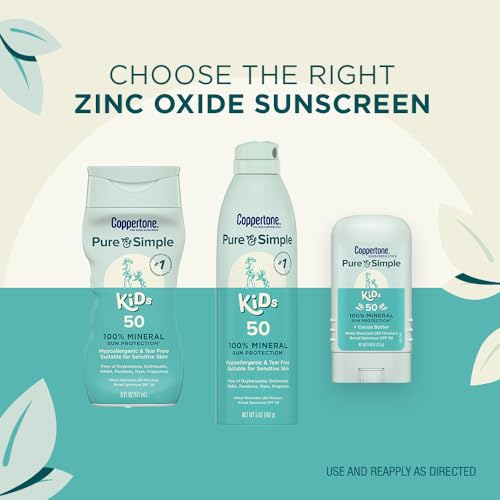 Coppertone Pure & Simple Kids Sunscreen Spray, SPF 50 Mineral Zinc Oxide