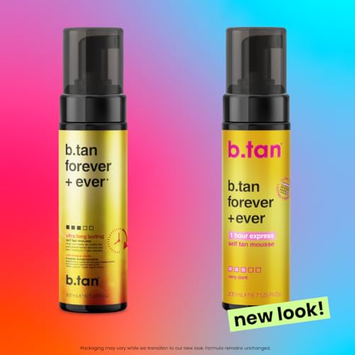 B.TAN Ultra Long Lasting Self Tanner Mousse - Dark Bronze Glow, Vegan, 6.7 Fl Oz