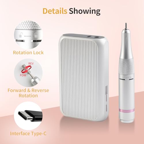 Vinid Professional Electric Nail Drill, 38,000RPM Rechargeable Manicure Kit
