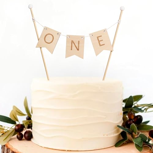 Wooden First Birthday Cake Topper - Rustic Party Decoration