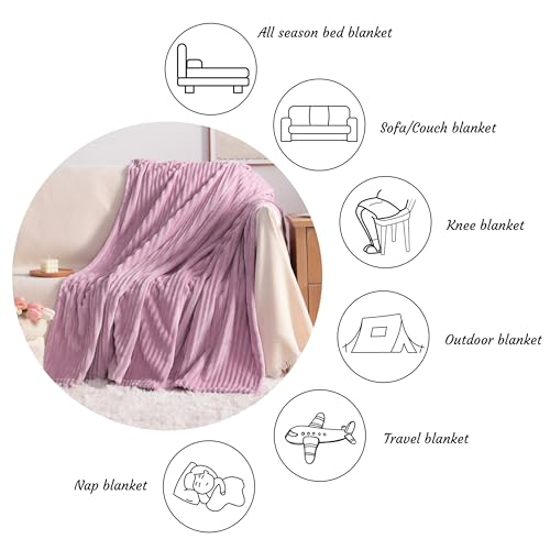 NTBAY Lightweight Toddler Blanket - Reversible Stripes, 30x40 Inches, Light Purple