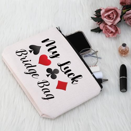 G2TUP White Bridge Player Cosmetic Bag - Card Game Lover Gift, Travel Organizer