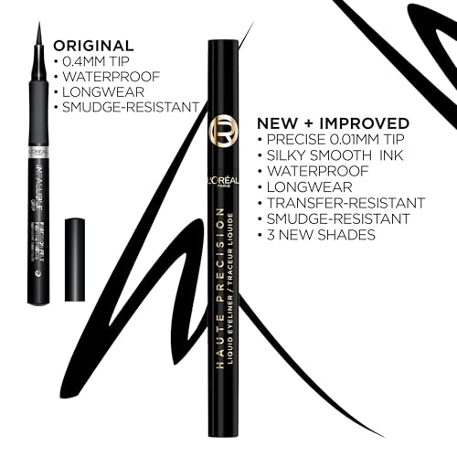L'Oreal Paris Haute Precision Waterproof Liquid Eyeliner - 28HR Smudge-Proof, 020 Brown Leather