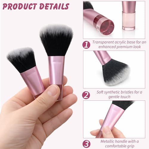 10-Piece Mini Pink Travel Makeup Brush Set with Pouch