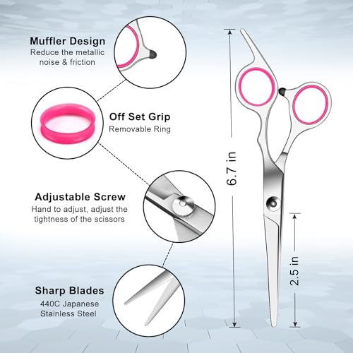 Sirabe Pink 9-Piece Hair Cutting Scissors Kit for Professional & Home Use