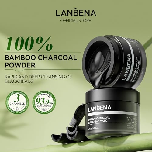 LANBENA Bamboo Charcoal Blackhead Remover Mask with Brush - 30g