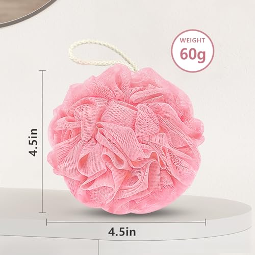 RNOAFMU Exfoliating Bath Loofah Sponge Pack - Pink, Green, White, Gray, 4 Pack
