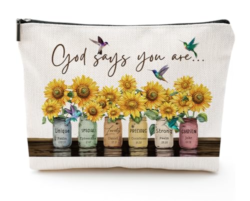 Baobeily God Says You Are Christian Gift Cosmetic Bag CVB-24516 Inspirational Bible Verse Women Travel Pouch