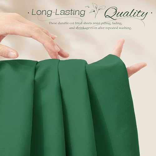 Vonty Green Cot Fitted Sheet 31"x75" - 1800 Thread Count Microfiber