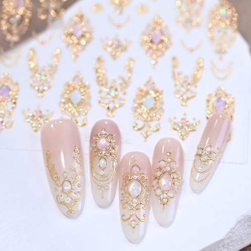 5D Gold Gemstone Nail Stickers for Elegant Nail Art Designs