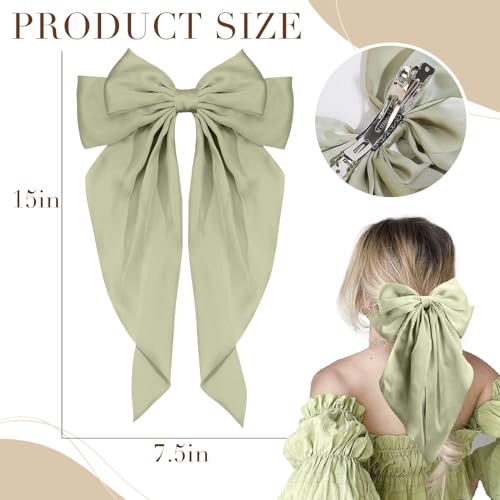 TOKUFAGU 10 Colors Big Hair Bows for Women & Girls - 10 Colors B Large 15 Inch Clip Barrettes