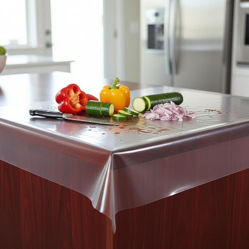 Premium Clear Plastic Counter Liners - 26" x 26", 15 Pack for Events