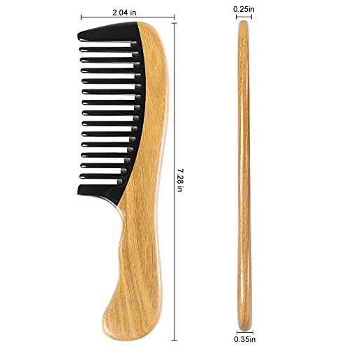 Onedor Green Sandalwood Buffalo Horn Wide Tooth Hair Comb - Pack of 1