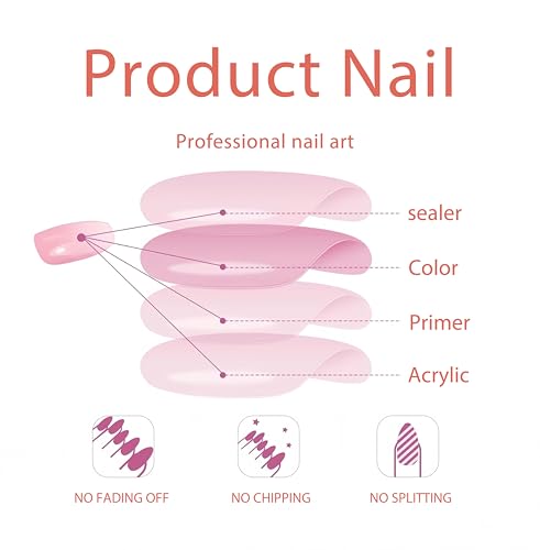 24 Pcs Short Square Press on Nails - Rose Gold Glitter French Tips