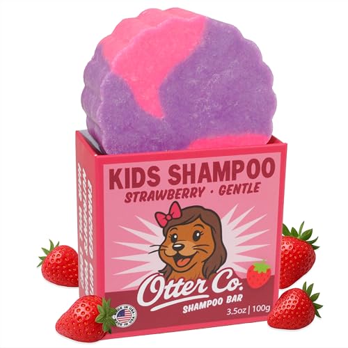 Otter Co Kids Strawberry Shampoo Bar - Tear-Free, Organic, Vegan, Made in USA