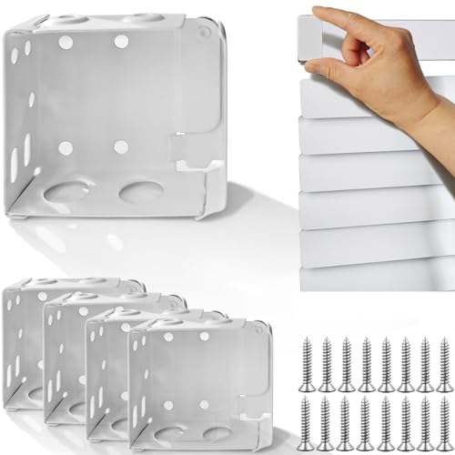 Metal Window Blind Brackets - 4 Pack 2-Inch White Holders