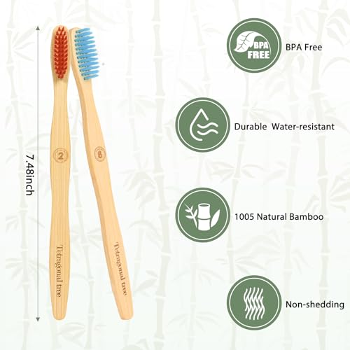 Biodegradable Bamboo Toothbrushes - 8 Pack Extra Soft for Sensitive Teeth