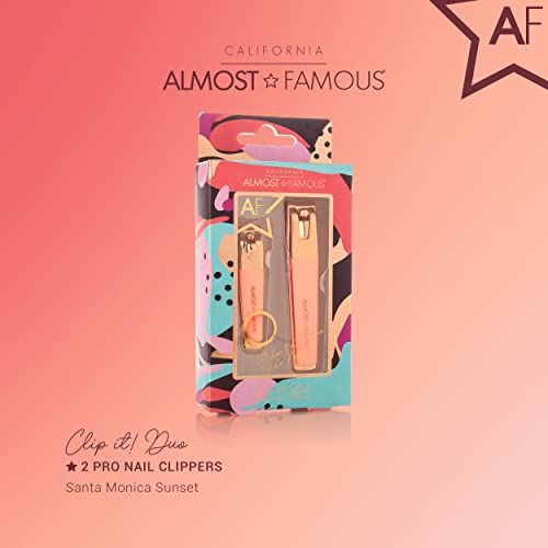 Almost Famous Nail Clipper Set, Wide Jaw for Thick Nails - Orange
