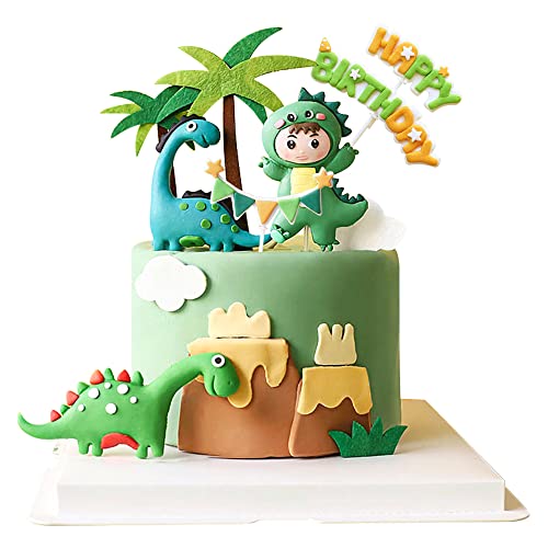 Dinosaur Cake Toppers Set - 9 Pack for Birthday & Baby Shower