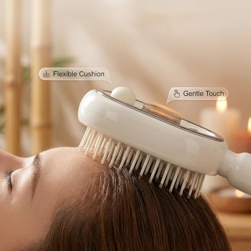 Electric Spray air Cushion Massage Comb, 3-in-1 Electric Mist Spray Hair Brush, Retractable Hairs Massage Brush for Frizzy Hair & Scalp Care, Relieve Hair Tangles & Dryness (Purple)