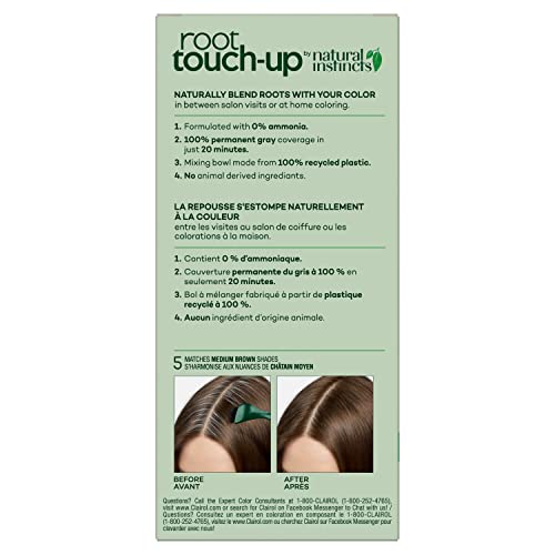 Clairol Root Touch-Up Permanent Hair Dye, 5 Medium Brown