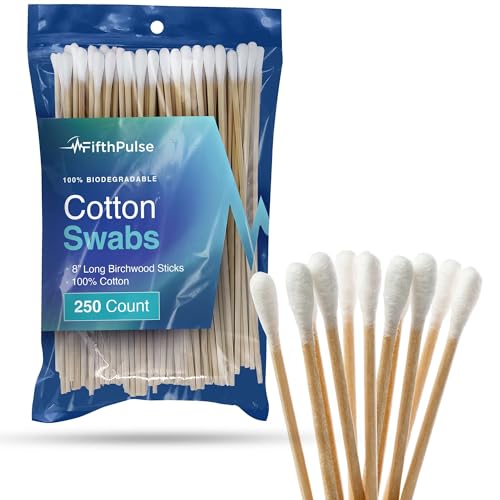 FifthPulse Biodegradable Cotton Swabs - 8 Inch Birchwood Sticks