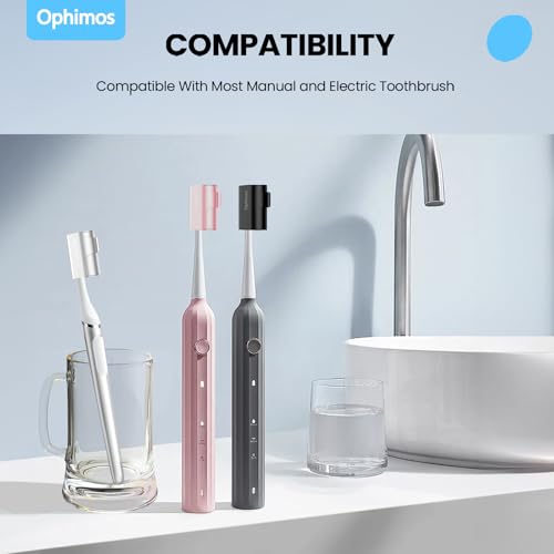 Ophimos Aluminum Toothbrush Head Cover Cap - Travel Protector (2 Pack, Silver+Pink)