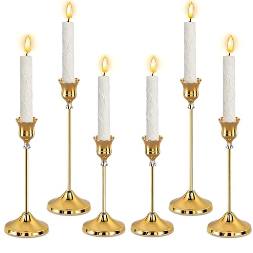 Vintage Brass Candlestick Holders Set of 6 - Elegant Taper Holders