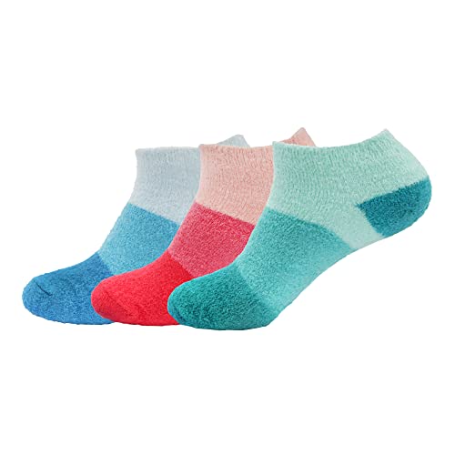 BambooMN Women's Aloe Infused Fuzzy Nylon Spa Socks Assorted A 9-12 - 3 Pairs