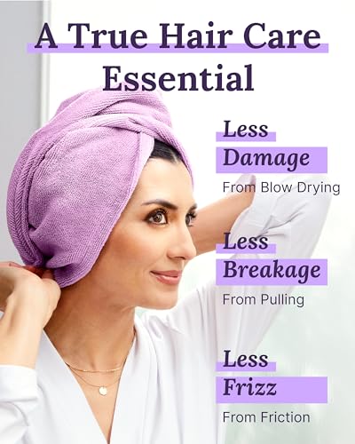 Keranique Microfiber Hair Towel Wrap – Quick Dry Turban for All Hair Types (Large)