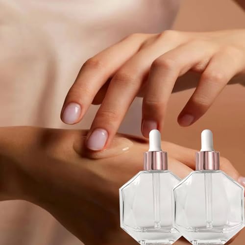 AGENIZ Clear Rose Gold 50ml Dropper Bottles Set of 6 with Lids for Essential Oils Perfume Serums