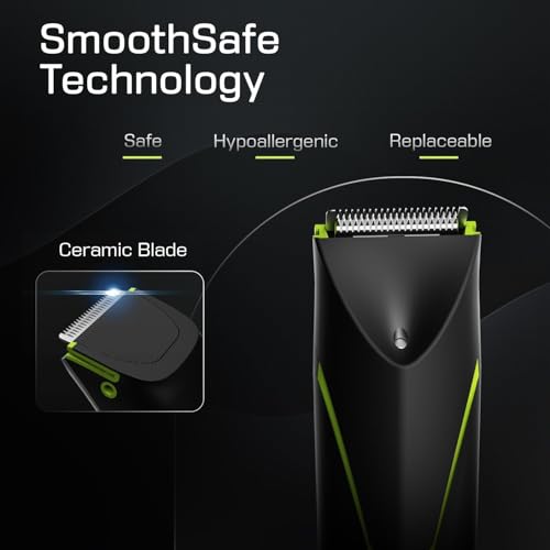 Brightman Cordless Body Hair Trimmer for Men - Green Waterproof Groomer