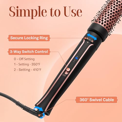 Asani 1.5-Inch Heated Curling Brush for Hair Waves & Volume