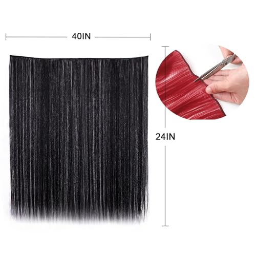 SutouriiByuutii 24x40in Straight Synthetic Hair Weft Extensions - Black, 2PCS