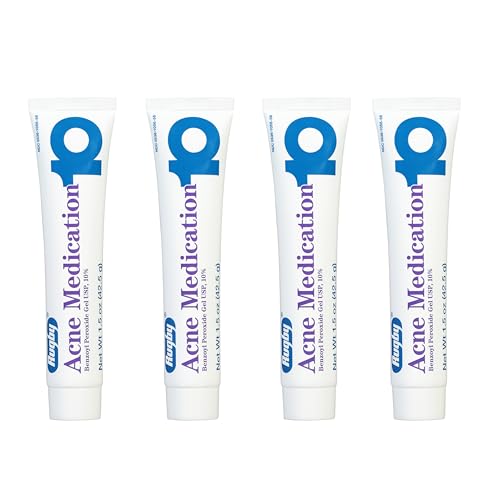 Rugby Benzoyl Peroxide 10% Acne Medication Gel - 1.5 Oz (Pack of 4)