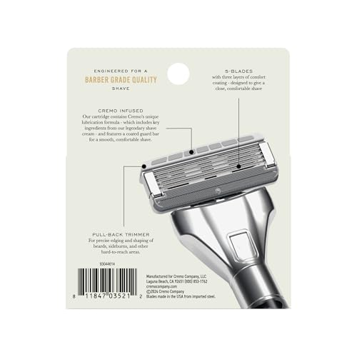 Cremo Razor Refills for Men, Astonishingly Superior Shaving Razors For Men, Compatible with Cremo Razors, 4 Pack