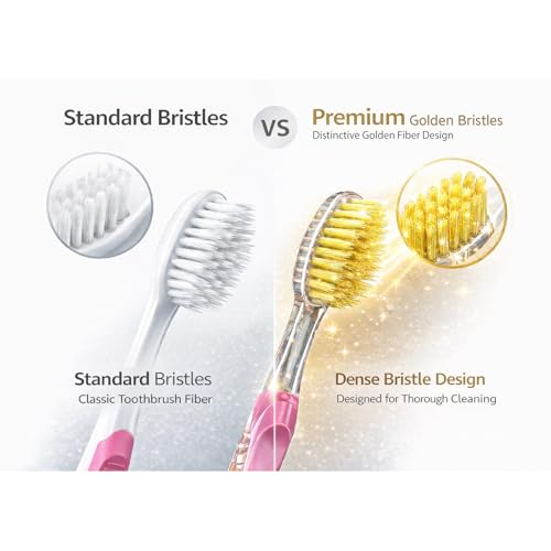 GIANANO 4-Pack Soft Slim Gold Bristle Toothbrush Set for Sensitive Gums