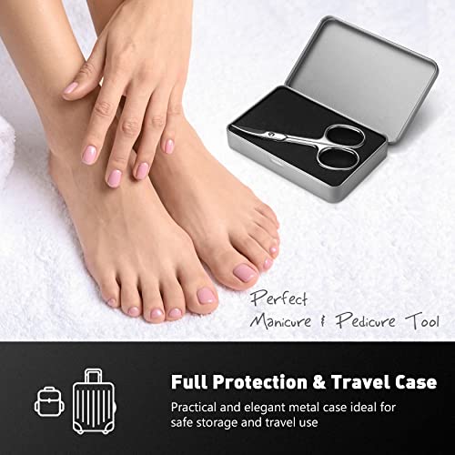 BEZOX Shiny Silver Nail Scissors - Ergonomic Curved Blade for Thick Nails