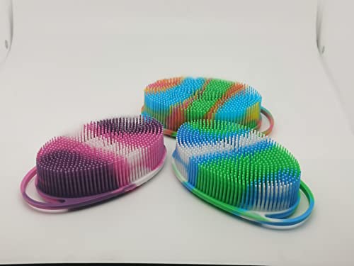 Silicone Body Shower Scrubber 3-Pack - Exfoliating Bath Brush for Kids & Adults