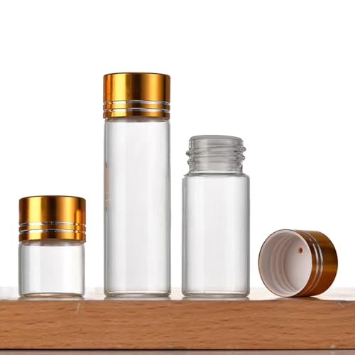 30 Pack Clear Glass Sample Jars with Aluminum Screw Caps - 5/10/15ml for Essential Oils, Spices, Wedding Favors, Message Bottles